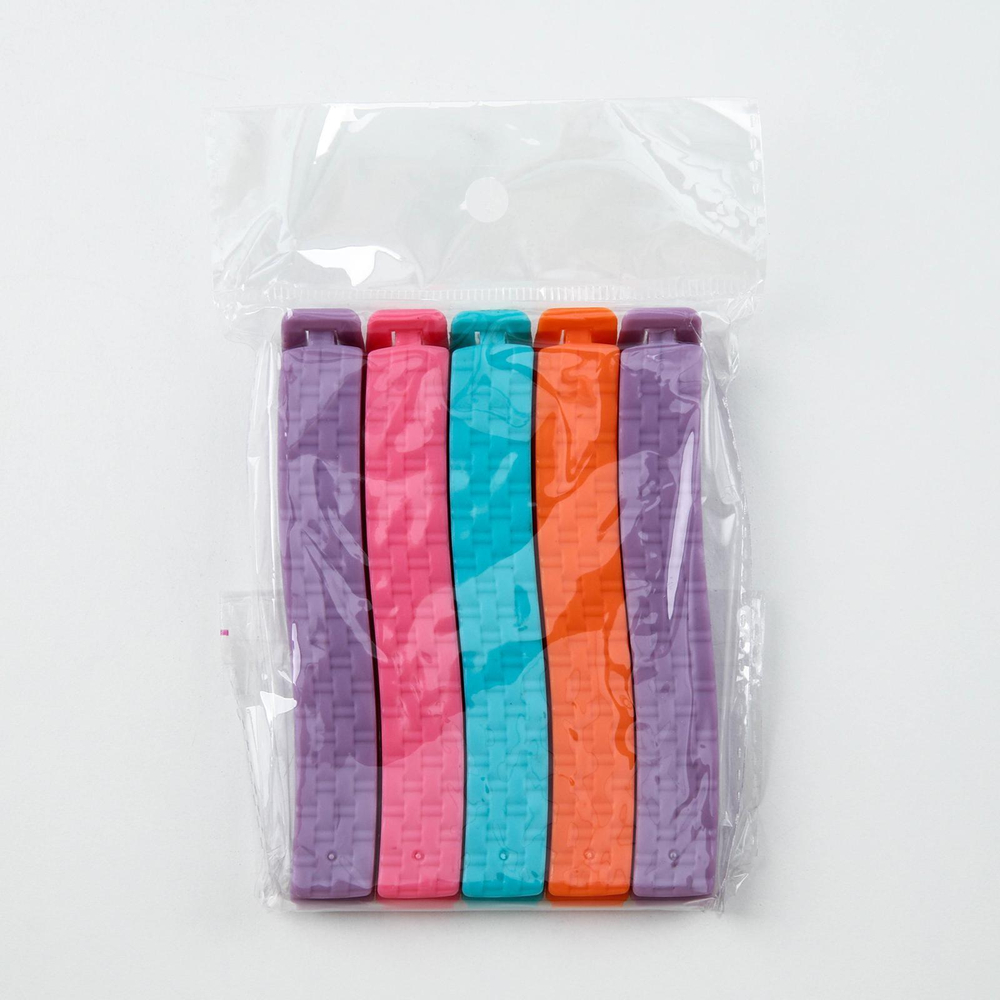 Зажимы для пакета, 11 см, 5 шт, цвет МИКС