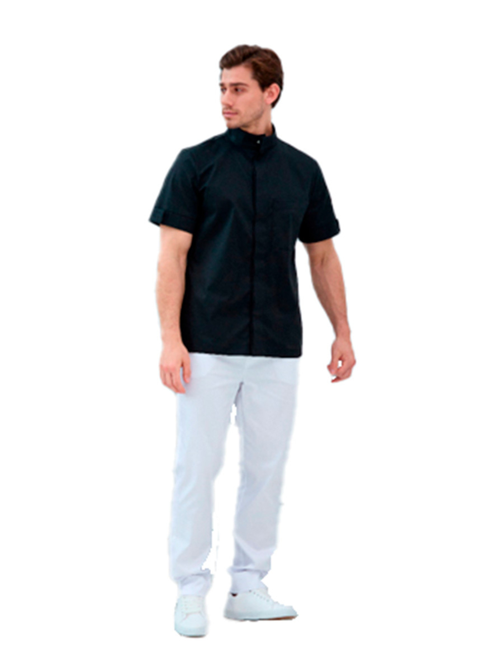 Рубашка медицинская мужская Dr. Nice DRN733 со стойкой, с коротким рукавом, голубой, 56