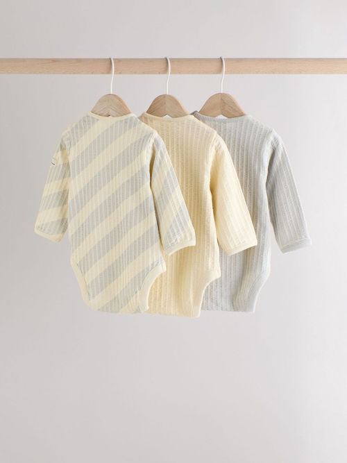 Боди с длинным рукавом для малышей Next B23-062, 3 шт., Серый, Желтый