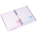 Блокнот в футляре 14 см * 20 см, гребень, Alingar, ламинация, глиттер, клапан с кодовым замочком, 50 л., линия,"Три сердца", сиреневый