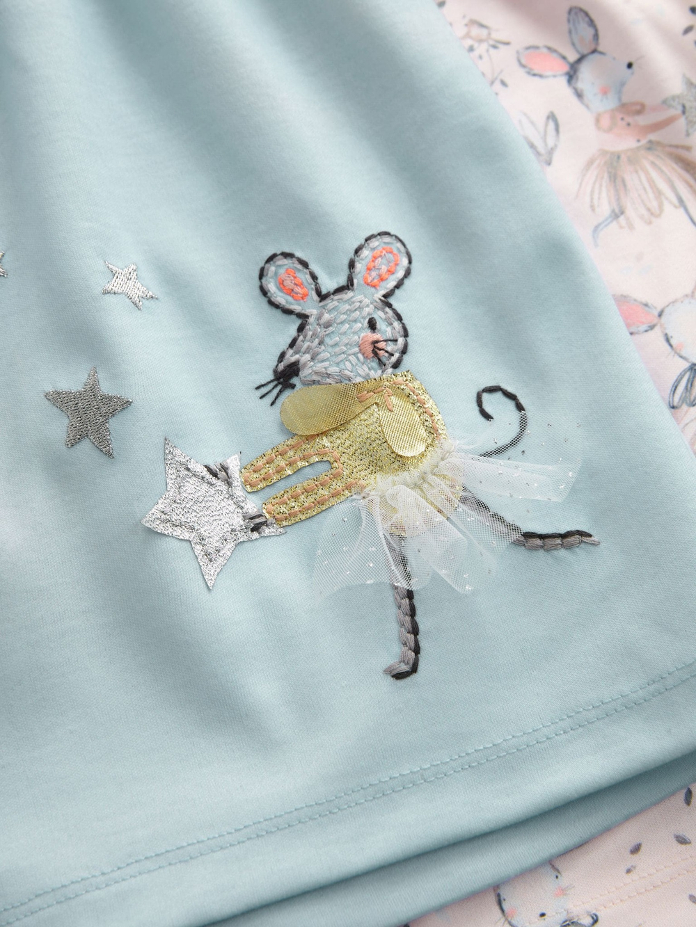 Рубашка ночная для девочки Next N76-507, 2 шт., Голубой, Молочный