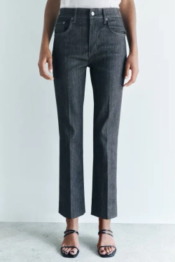 ZARA ДЖИНСЫ BOOTCUT CROPPED С ВЫСОКОЙ ПОСАДКОЙ — ZW COLLECTION, СЕРЫЙ
