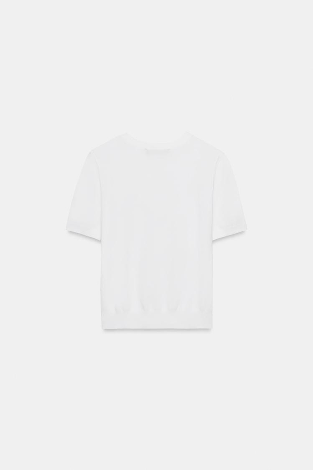 ZARA БАЗОВЫЙ ТРИКОТАЖНЫЙ СВИТЕР С КОРОТКИМИ РУКАВАМИ, БЕЛЫЙ