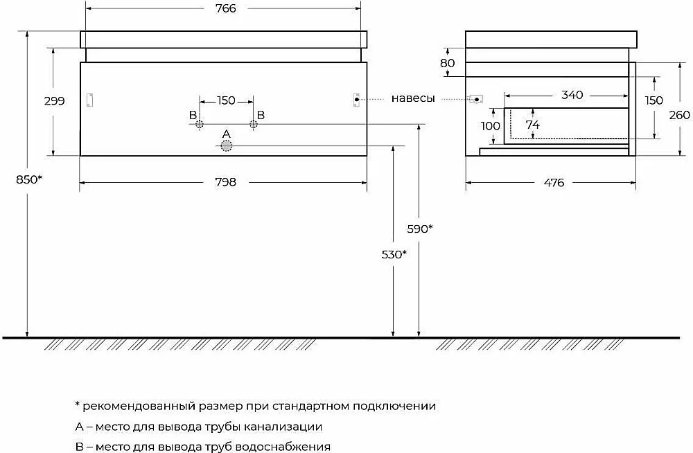 Тумба с раковиной Cezares Slider 80 SLIDER-800-1C-SO-BO белая матовая