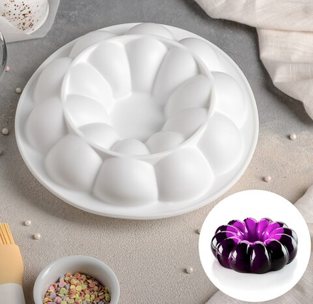 Форма силиконовая для муссовых десертов и выпечки «Цветок», 21×7 см, цвет белый