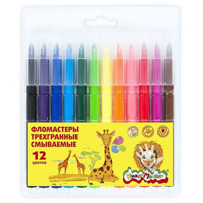 Фломастеры 12 цв. 3-х гран. блист. (Каляка-Маляка)