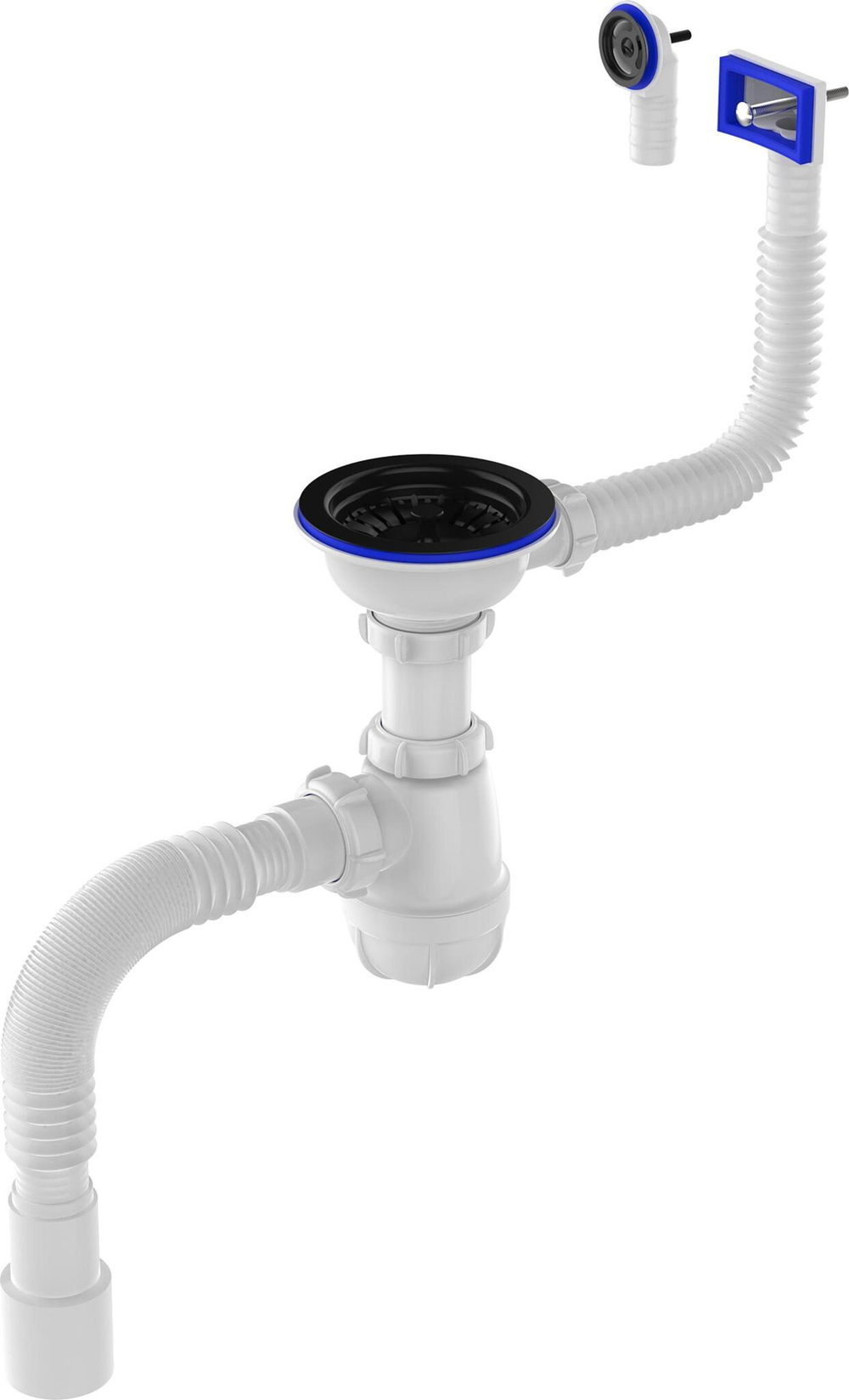 СИФОН ДЛЯ МОЙКИ 3 1/2Х40 AQUANT С ЧЁРНОЙ МЕТ.РЕШ. 40Х40/50