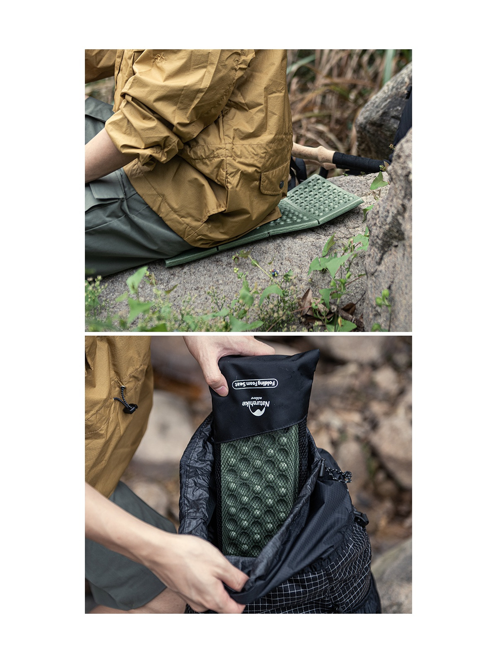 Коврик-сидушка туристический Naturehike 40,5х30,5х1,5 см. IXPE, бежевый