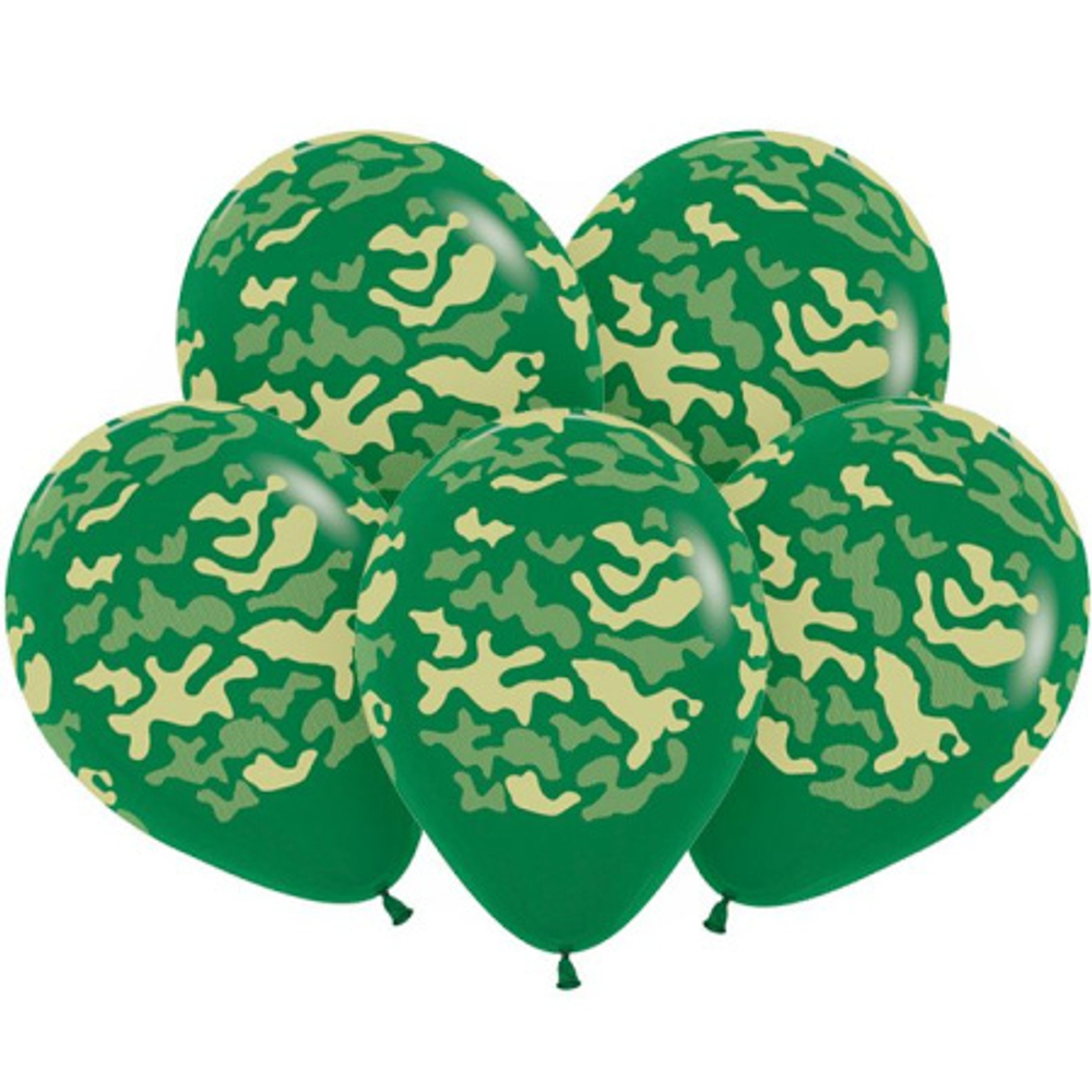 Воздушный шар (12""/30 см) Камуфляж, Темно-зеленый (032), пастель, 5 ст, 25 шт. П