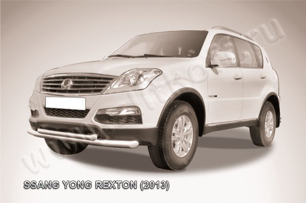 Защита переднего бампера (нержавейка) SsangYong Rexton (2012-2017) d76+d57