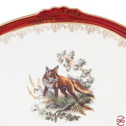 Блюдо овальное на ножке Queen's Crown Охота красная 37 см