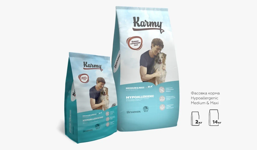 Hypoallergenic Medium & Maxi Полнорационный сухой корм для собак средних и крупных пород старше 1 года, склонных к пищевой аллергии Ягненок 2кг-1066р/14кг-6580