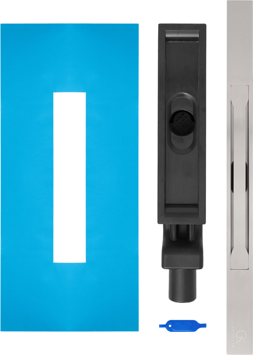 Душевой лоток CK DRAIN VERA-SAQUA014 60 см, двойной, с мокрым затвором, щелевой, из нержавеющей стали, с решеткой