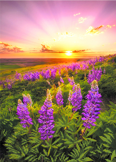 "Люпины"-4036 ткань с нанесенным рисунком