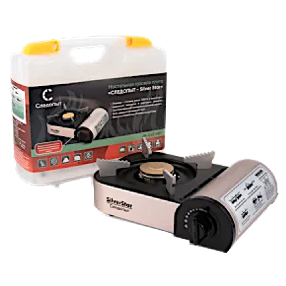 Газ. плита Следопыт PF-GST-N17 Silver Star 1.80кВт 133г/ч 1.04кг в кейсе ( Helios HS-JYP-G200 )
