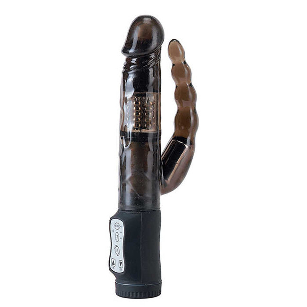 Вибратор с анальным стимулятором Anal Rotator (11 см, черный) (Цвет: черный)