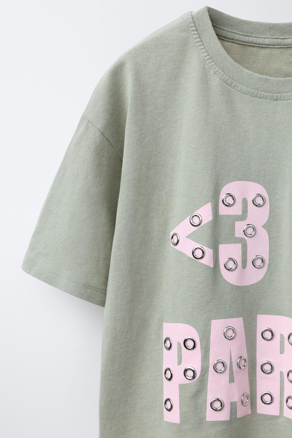 ZARA ФУТБОЛКА С ЛЮВЕРСАМИ, ЗЕЛЕНЫЙ