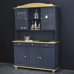 Шкаф Лена двухдверный из массива сосны, с 3 полками (верхняя часть буфета Лена), серый/антик