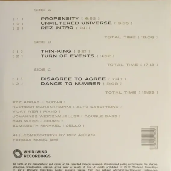 Rez Abbasi – Unfiltered Universe LP