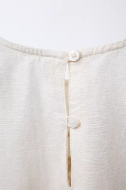 ZARA ТОП ИЗ СМЕСОВОГО ЛЬНА С ЦВЕТОЧНОЙ ВЫШИВКОЙ, ЭКРЮ