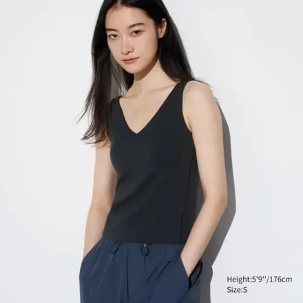 UNIQLO ТОП - БЮСТГАЛЬТЕР AIRISM ACTIVE БЕЗ РУКАВОВ, ЧЕРНЫЙ