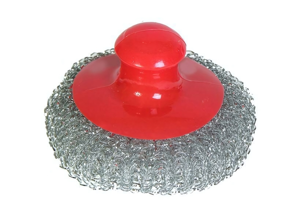 Мочалка для посуды металлическая с пластиковой ручкой (4шт)