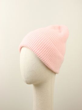 Шапка вязаная "Прогулка с корги", 100% шерсть ягнёнка, цвет бледная роза.