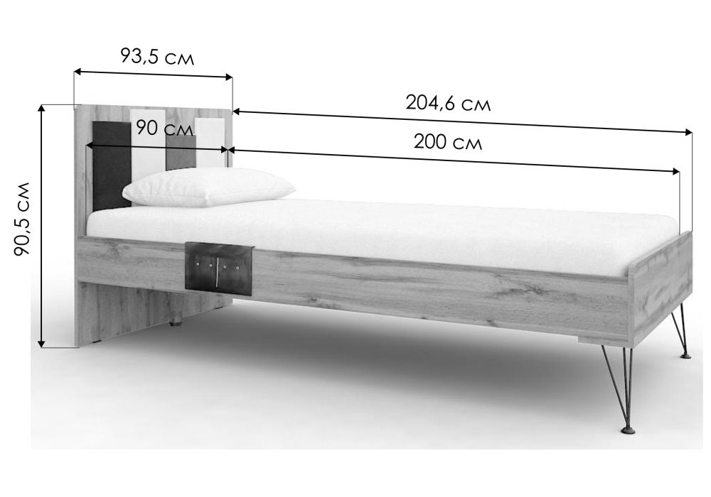 Односпальная кровать Нобира 90х200 дуб ирландский