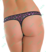 Черно-розовые стринги с сердечками