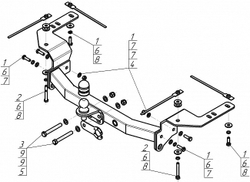 Фаркоп Motodor для ОЦИНКОВАННЫЙ Toyota Land Cruiser 200 (Excalibur и Executive) (хром. Шар)(паспорт и сертификат в комплекте)(без электрики) 92510-FE