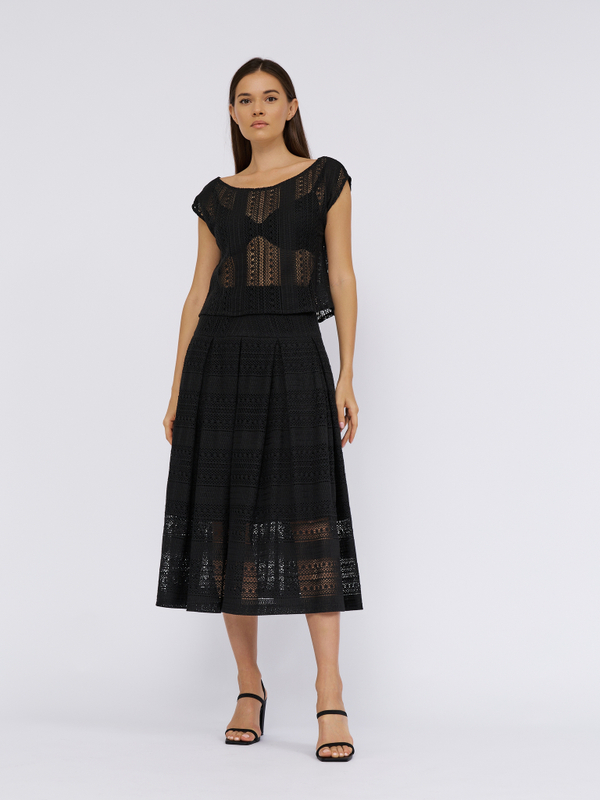 Топ-блуза кружевная GRACE черного цвета