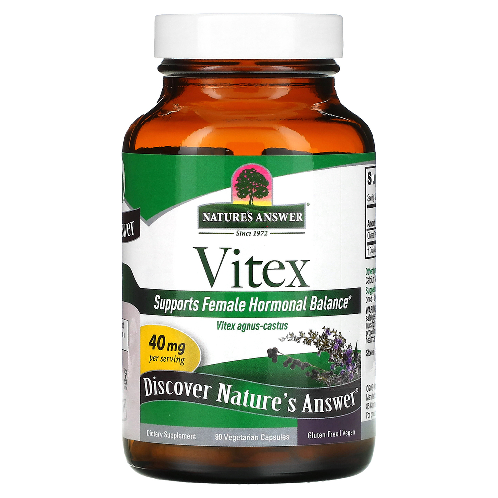 Nature's Answer, Vitex, ягоды монашьего перца, витекса священного, 90 вегетарианских капсул