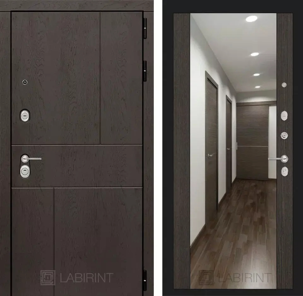 Дверь Входная Лабиринт URBAN С зеркалом Максимум Венге