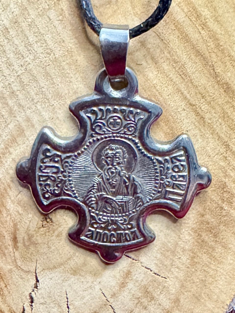 Святой Павел Нательная икона в форме креста с серебрением