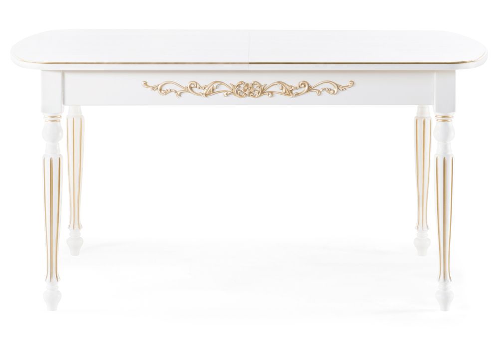 Стол Бевье 150(200)х90х77 молочный / золото