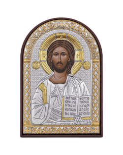 Спаситель, икона арочная, пластик коричневый 62x88