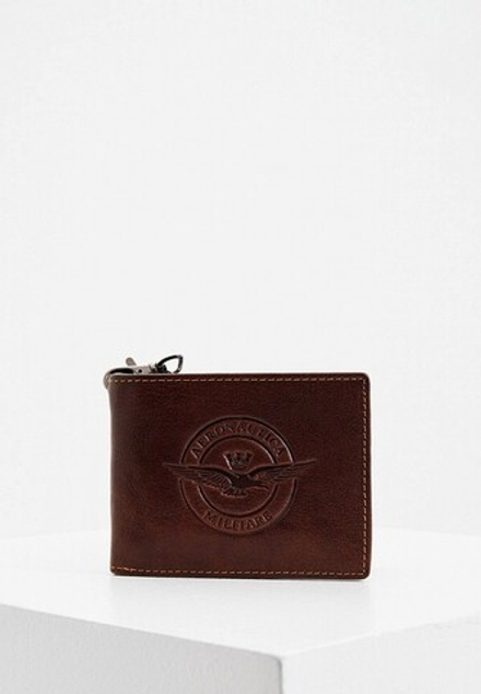 Кошелек AERONAUTICA 122 коричневый лого печать (без цепочки )