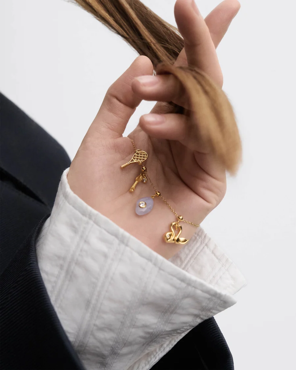 Подвеска-шарм Serenity Blue Agate серебро 925 пробы покрытое золотом