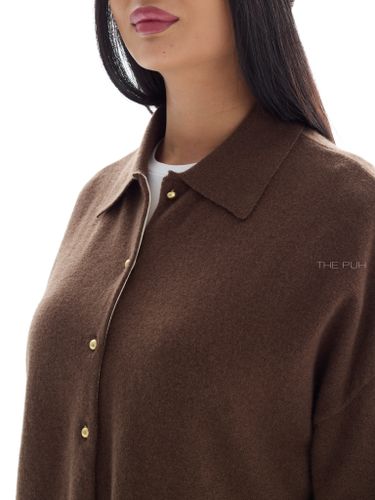 Шоколадная шерстяная рубашка на пуговицах