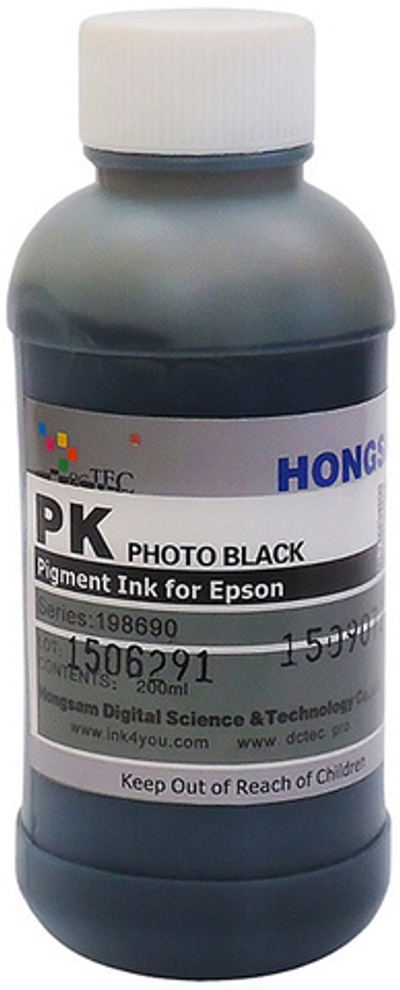 Чернила DCTec — HONGSAM пигментные для Epson серия: 198690 - Photo Black (Фото черный) 200 мл.