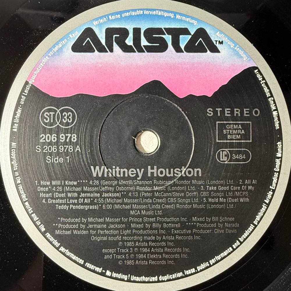 Whitney Houston (Европа 1985г.)
