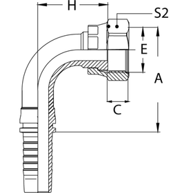 Фитинг DN 06 ORFS (Г) 9/16 (90) (накидная гайка)