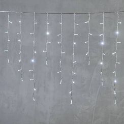 Светодиодная бахрома с колпачком 3,2*0,9 м., 180 холодно-белых LED ламп, прозрачный провод ПВХ, IP65, LTC (PIL180CAP-10-2W)