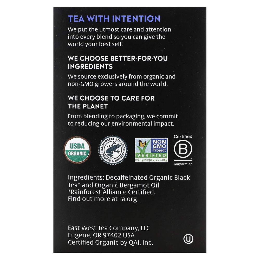 Choice Organic Teas, Черный чай без кофеина, Эрл Грей, 16 чайных пакетиков, 29 г (1,02 унции)
