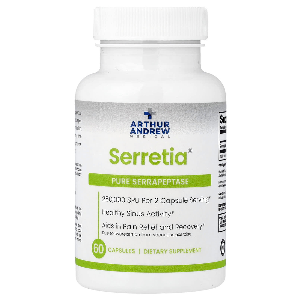 Arthur Andrew Medical, Serretia®, 60 капсул (125 000 SPU в 1 капсуле)