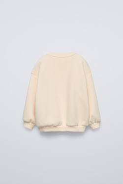 ZARA ТОЛСТОВКА С ПРИНТОМ, ЭКРЮ