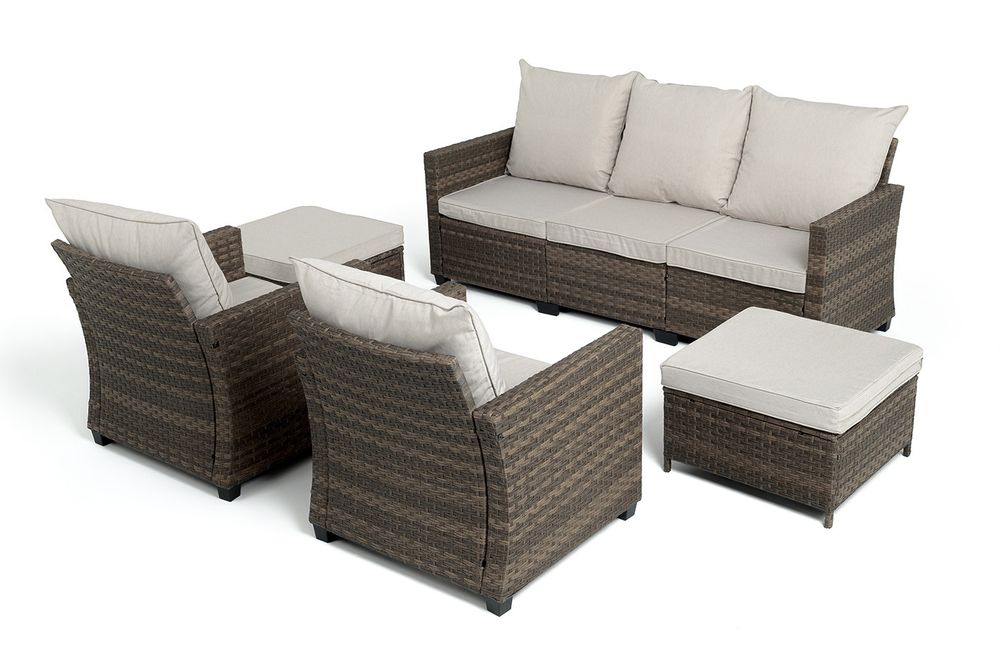 "Бостон" лаунж-зона из искусственного ротанга, цвет соломенный