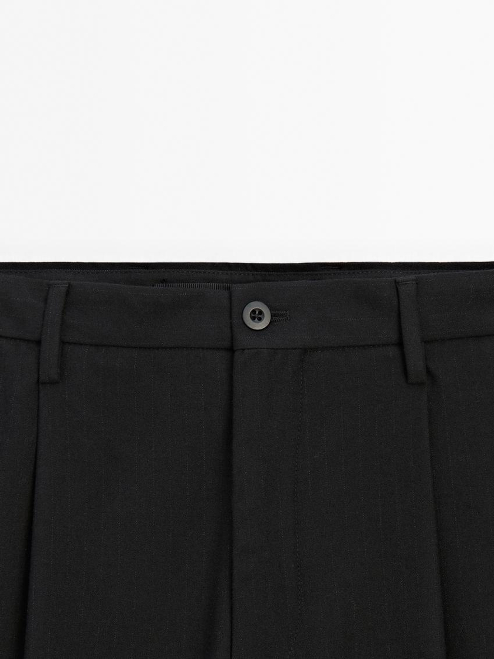 Massimo Dutti Брюки свободного кроя в тонкую полоску, черный