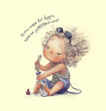 Блокнот 130х130 мм, скрепка, Контэнт-Канц, ламин. картон, выб-лак, 32 л., диз.вн.блок в клетку,"Аля и Альбатрос Девочка стоит" розовый