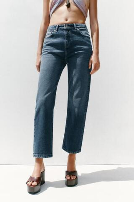 ZARA ДЖИНСЫ Z1975 SLIM FIT С ВЫСОКОЙ ПОСАДКОЙ, СИНИЙ
